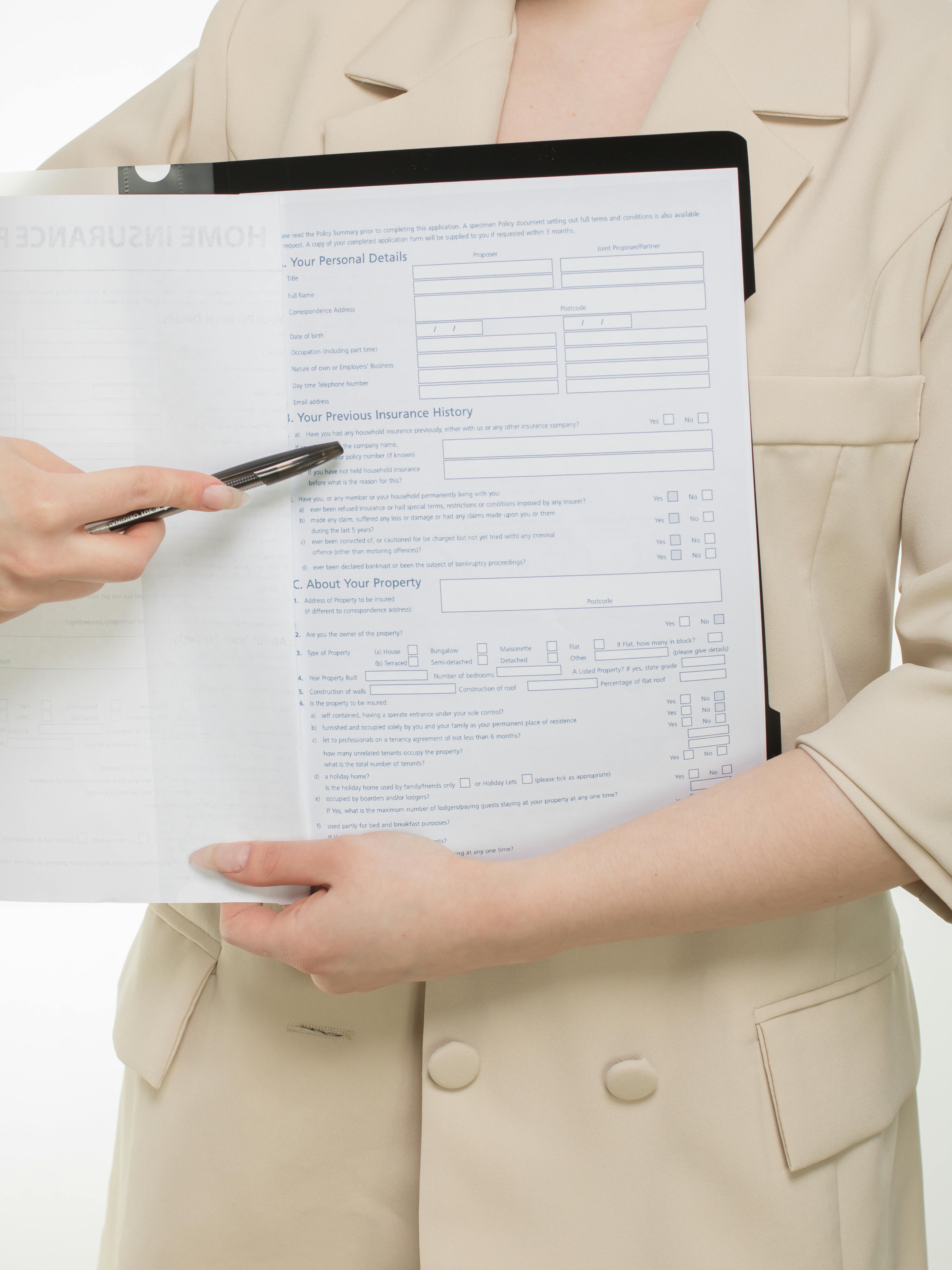 Insurance documents under review for coverage selection